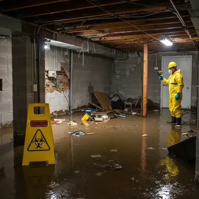 Flooded Basement Electrical Hazard in Herrin, IL Property